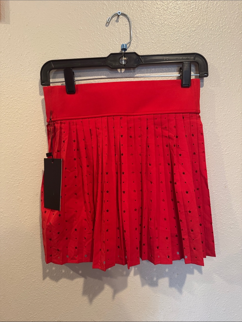 Thrive Red Pleated Mini Skort with Cutout Star Accent